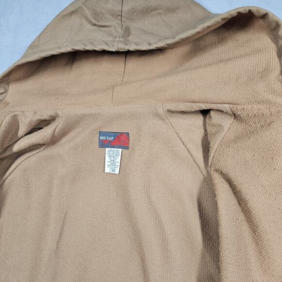 Vintage Red Kap Canvas Jacket Mens Large Hooded Full Zip Workwear Brown Tan Duck - Picture 8 of 13